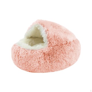 Katzenbett Hundenest mit Kapuze Höhle Runde atmungsaktive komfortable Zwinger Welpen Kätzchen Haus rosa