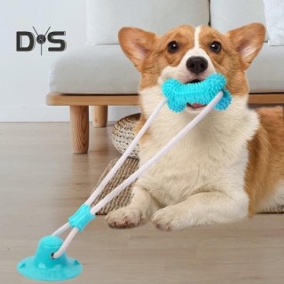 Kauspielzeug für Hunde, für aggressive Kauer, Tauziehen mit Saugnapf, Ziehspielzeug, interaktives Seil, Beißspielzeug für Wel