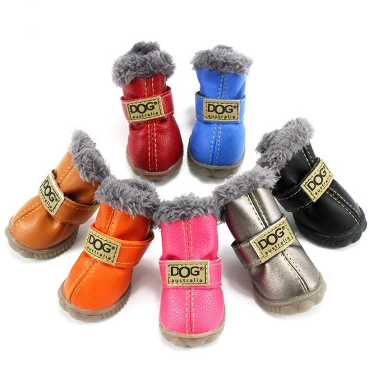 Winter Haustier Hund Schuhe Warme Schnee Stiefel Wasserdichte Fell 4 Teile/satz Kleine Hunde Baumwolle Nicht Slip XS Für ChiH