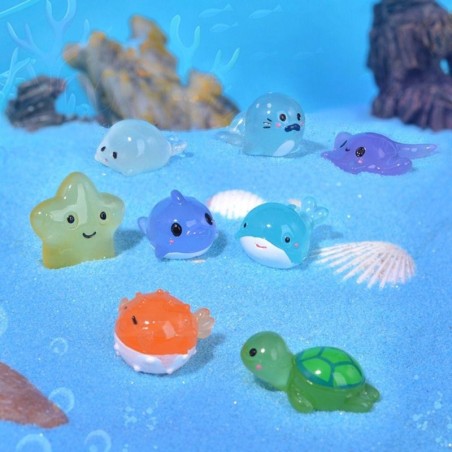 Cartoon leuchtende Ozean Tier Ornament Harz Handwerk Mini Ozean Tier Statue Aquarium Dekor Style 1