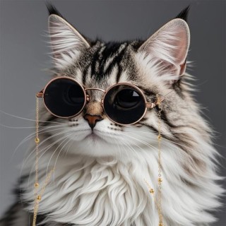 Katzensonnenbrille, Retro-Haustierbrille mit goldener Kette für Katzen und kleine Hunde, Haustier-Kostümzubehör für Fotos, Co