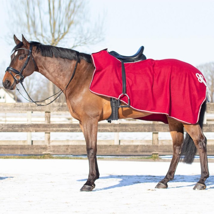 QHP Fleece-Ausreitdecke mit Ornament