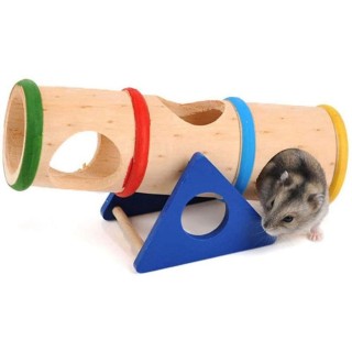 Chinchilla Maus Gym Übung Holz lustige Wippe Hamster Spielzeug Tunnel Versteck 17x7x6.5cm