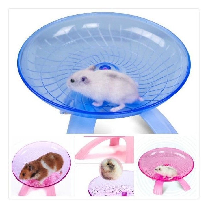 NEUES Haustier Hamster Fliegende Untertasse Übungsrad Hamster Maus Laufscheibe Spielzeugkäfig Zubehör blau