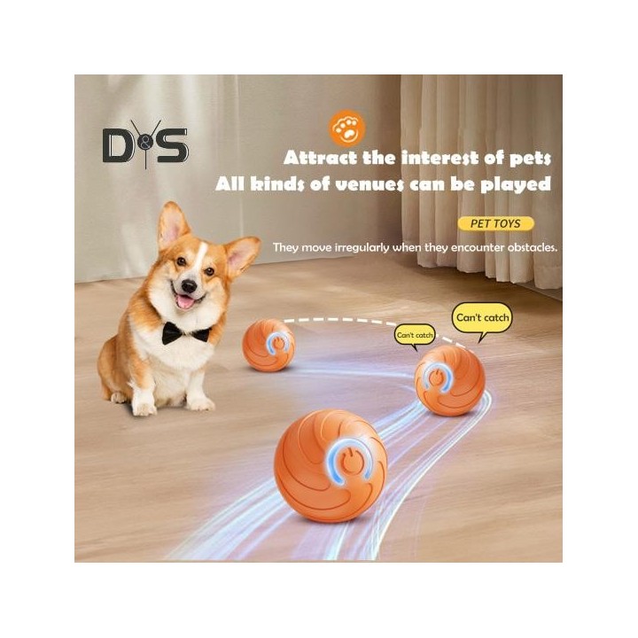 Rollball für Haustiere mit LED-Licht, gegen Langeweile und Stress, intelligenter interaktiver Springball für Katzen und Hunde