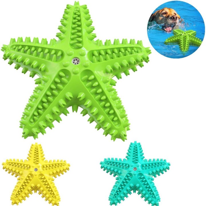 Zahnreinigungs-Hundespielzeug für kleine, mittelgroße und große Hunde, Welpen, Kauspielzeug, Quietschspielzeug, Seestern, lan