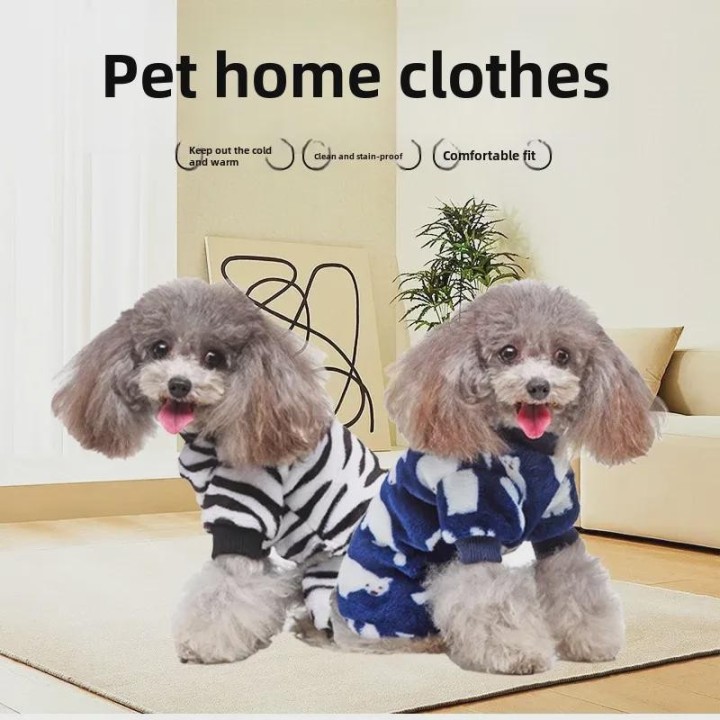 Herbstlicher Plüsch-Schlafanzug für kleine Hunde - Cross-Border Pet Clothing M Leo-Print