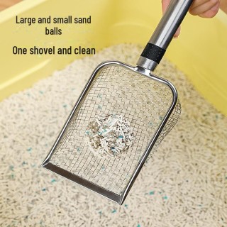 „Katzenstreuschaufel aus Edelstahl mit feinen Löchern – Integrierte Schale für einfaches Reinigen“ 3.8mm hole