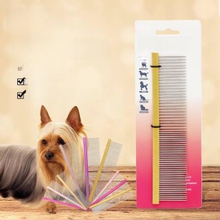 Bunter Fellpflegekamm aus Stahl für Katzen und Hunde Small 12.2*2.5CM rose rot