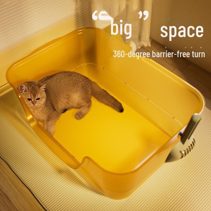 Extra große, spritzwassergeschützte, offene Katzentoilette mit Deodorant Medium