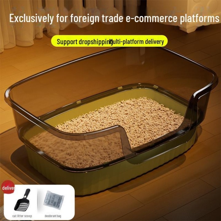 Jumbo-Katzentoilette mit hohem Spritzschutz, halbgeschlossenes Design oversized shovel minze, grüne