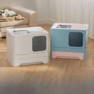 Große, faltbare Katzentoilette mit Einstieg von oben Folding type (45*35*38cm) weiß