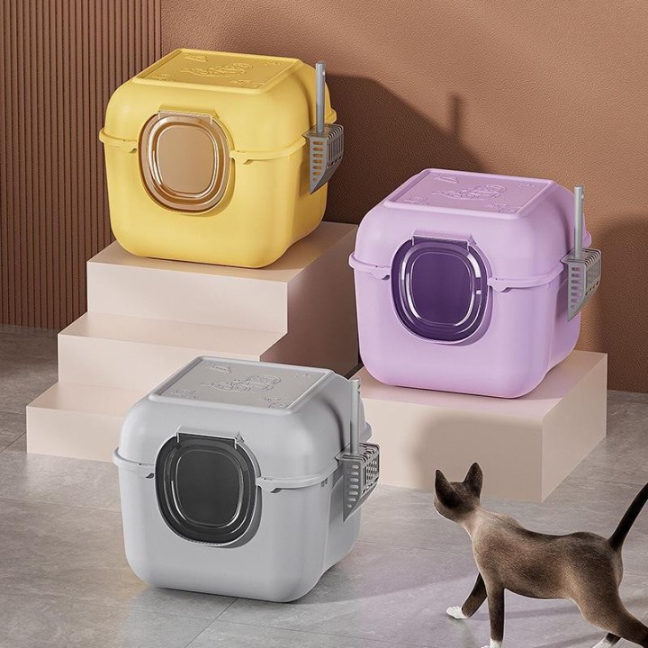 Extragroße, vollständig geschlossene Katzentoilette mit Deodorant und spritzwassergeschütztem Design Free cat litter scoop cr