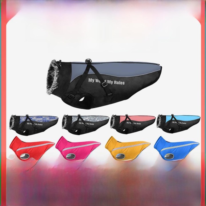 Reflektierende, wasserdichte Winterjacke für große Hunde – Winddichter und warmer Haustiermantel XL rose rot