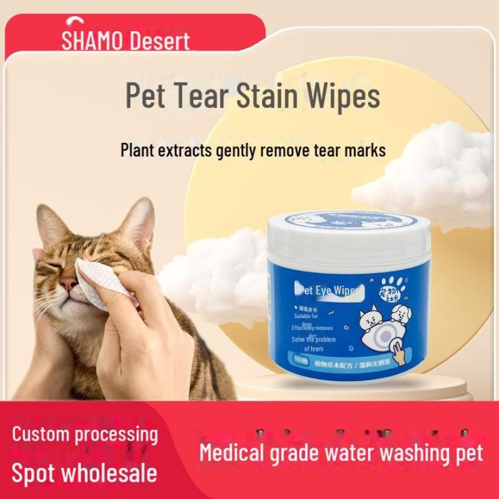 Tränen- und Schmutzentferner-Augentücher für Katzen – Reinigungstücher zum Entfernen von Tränenflecken und Augenschmutz 100 P