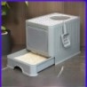 „Extra große, zusammenklappbare, geschlossene Katzentoilette mit Geruchsneutralisierer und spritzwassergeschütztem Design“ Fr