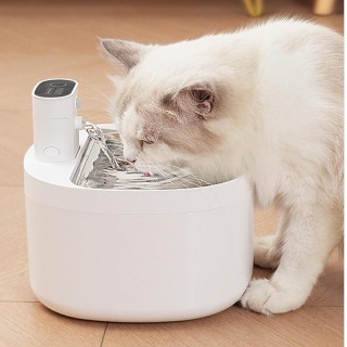 Pet Smart Kabelloser Trinkbrunnen: Wasser- und stromsicherer Trinkbrunnen mit Filter für Katzen und Hunde 2.6L weiß