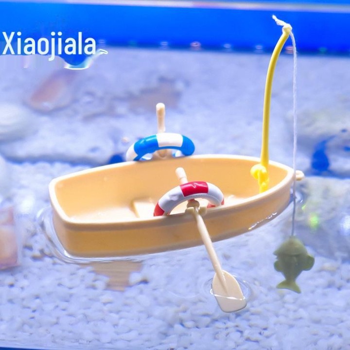 Schwimmendes Aquarium-Dekorationsmodell aus Kunststoff in Bootform für die Landschaftsgestaltung Floating boat