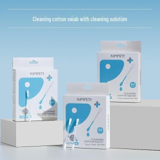 Doppelköpfige Ohrreinigungsstäbchen für Katzen und Hunde mit Ohrreinigungsflüssigkeit. 1 box of ear cleaning cotton swabs