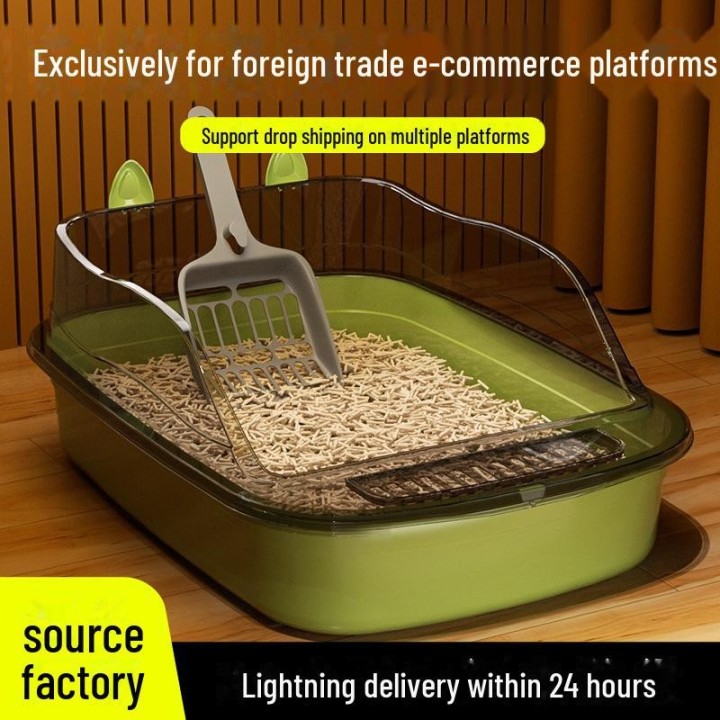 „Große, verdickte, spritzwassergeschützte Katzentoilette mit Schaufel“ oversized dunkelblaue