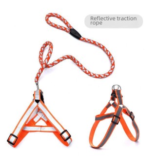 Reflektierendes geflochtenes Hundegeschirr- und Leinenset 1.0*120CM grün