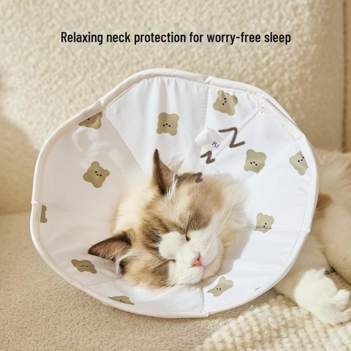 Cartoon-Bär-Haustierhalsband: Anti-Leck-Kopfbedeckung für Katzen und Hunde zur Sterilisation XS, Elizabethan lap puppy gelb