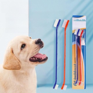 Haustierzahnbürste mit Doppelkopf für Katzen und Hunde – Mundreinigungs- und Putzwerkzeug Double Head