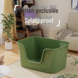 Katzentoilette: Offenes Design, Anti-Spritzmatte, Katzentoilette, Reinigungsmittel Small grün/avocadogrün