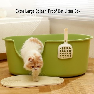 Extra große, spritzwassergeschützte, offene Katzentoilette für große Katzen Large, two-piece gelb