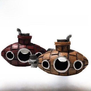 Xiaohongshu Aquarium-U-Boot-Ornament aus PVC: Fisch- und Garnelenversteck für Aquarien mini gelb