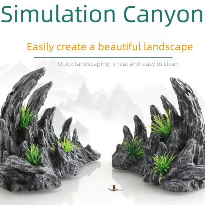 Steinornamente aus Kunstharz für die Landschaftsgestaltung von Aquarien – Zubehör und Kunsthandwerk für Mikro-Bonsai GS1110 w