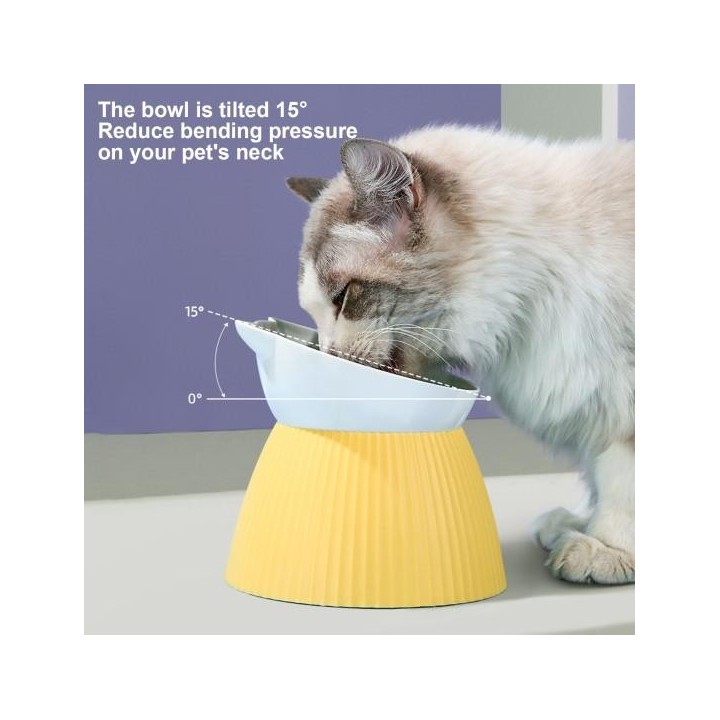 Erhöhter Futternapf für Haustiere, geneigter erhöhter Katzennapf, rutschfester Anti-Erbrechen-Katzennapf, Futternapf in Katze