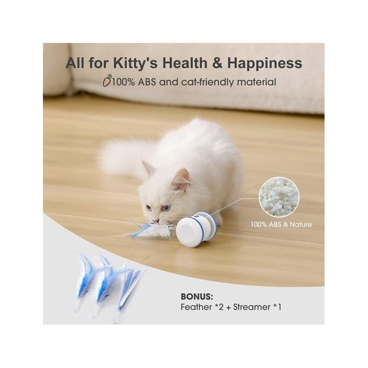 Interaktives Katzenspielzeug, automatisch bewegliches Katzenmausspielzeug, Katzenjagdspielzeug mit neckender Feder, über USB