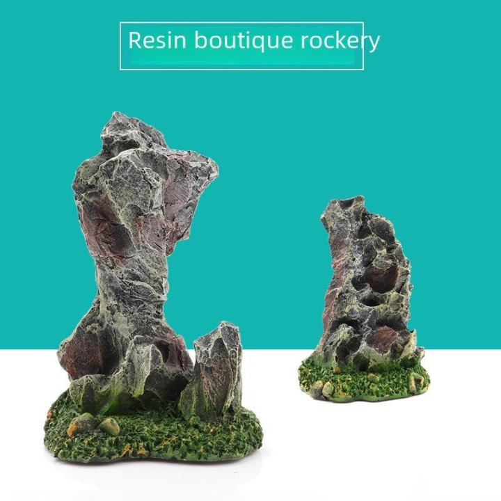 Neue Aquariumdekoration: Steinberg und Kristall aus Kunstharz für den Steingarten zur Landschaftsgestaltung von Aquarien. SR2