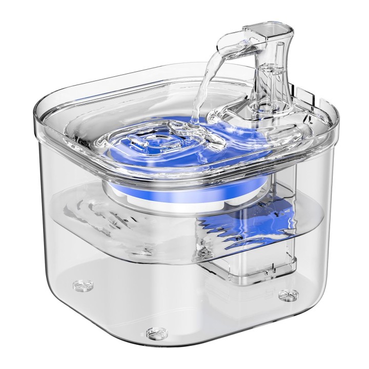 WF160 Katzenwasserbrunnen mit intelligenter Induktion, 1,8 l/61 Unzen, transparenter Haustiertrinkbrunnen, automatischer Wass