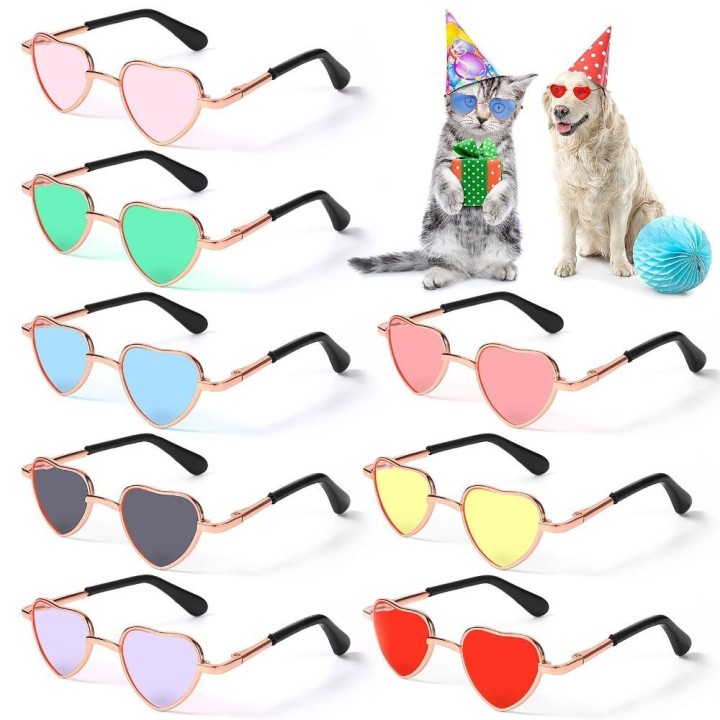 Kleine Party Kostüm Puppen Sonnenbrille Katzenbrille Katzen kleine Hunde Hundebrille Herz Metall Sonnenbrille blau