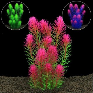 Aquarium Dekoration: Künstliches Wassergras und Plastikblumen (CU54) violett
