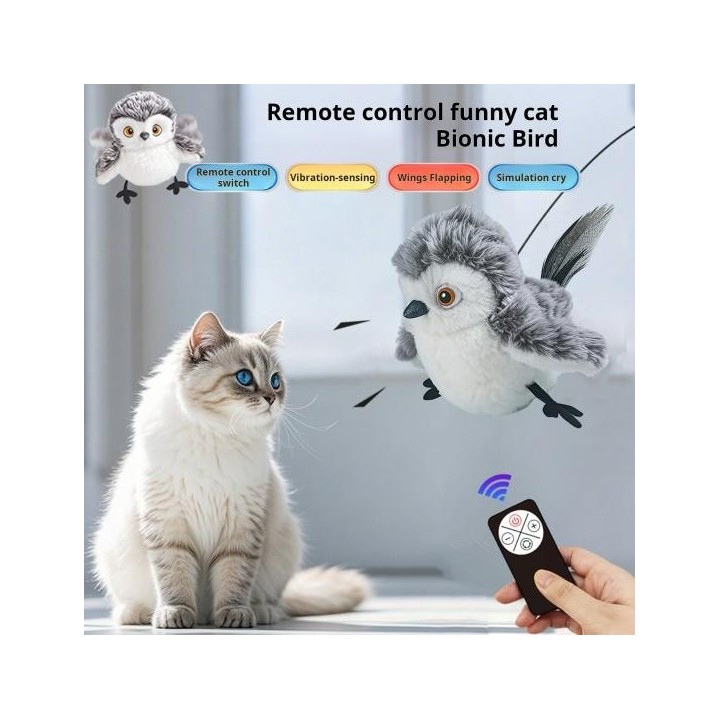Katzenspielzeug mit flatterndem Vogel, interaktives zwitscherndes Katzenminzenspielzeug mit lebensechtem Klang, berührungsakt