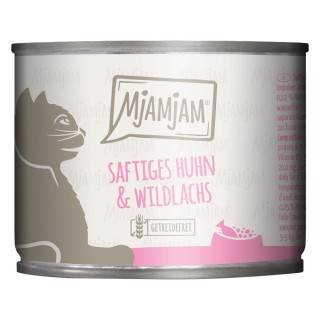 MjAMjAM Katzenfutter 6 x 200 g - saftiges Huhn und Wildlachs
