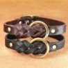 Hundehalsband- und Leinenset aus echtem Leder, geflochten, strapazierfähiges Leder, Hundehalsbänder für mittelgroße und große