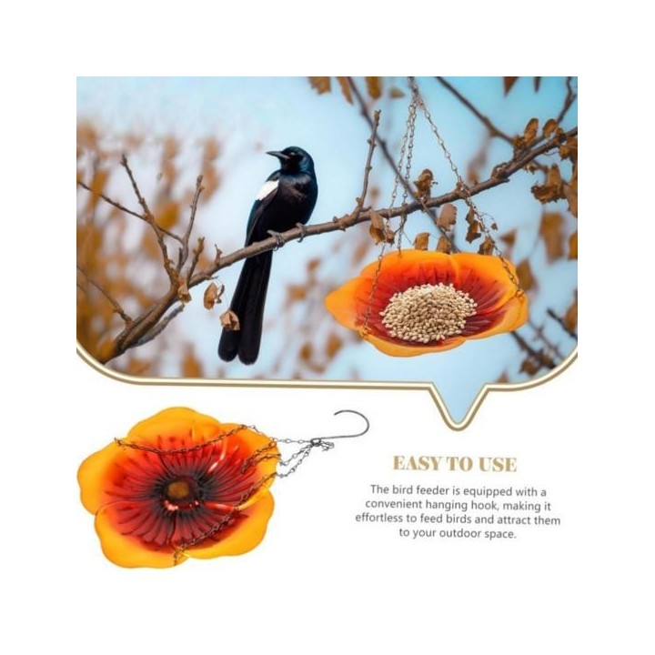 Vogelbad zum Aufhängen, Glas, Blumen-Design, Bienen-Bewässerungsstation aus Eisen, Schmetterlingsbadeschale für den Außenbere