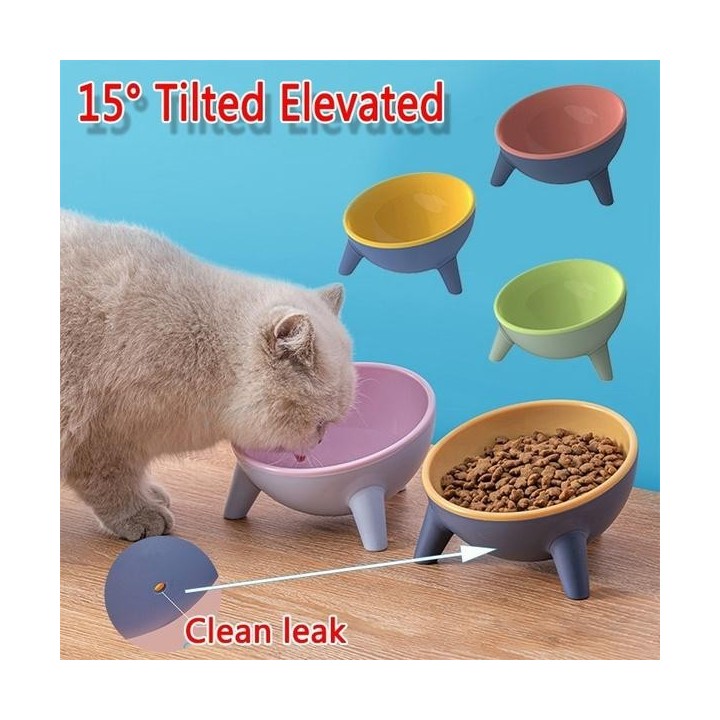 Erhöhte, gekippte, erhöhte Schüssel für Katzen, Futter- und Wasserschale, Rückflussverhinderer, Fütterungsspender, Behälter r