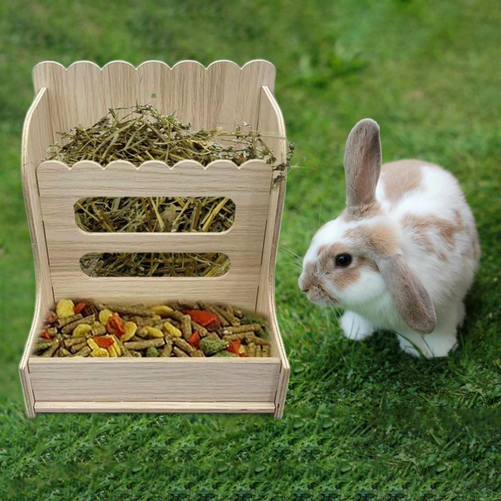 Holz Kaninchen Heu Feeder, Kleine Tiere Gras Halter, Haustiere Feeder Bunny Dispenser für
