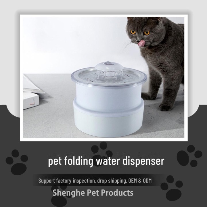 Automatischer Smart Pet-Wasserbrunnen mit Umwälzfilter für Katzen Folding water dispenser milch-weiße