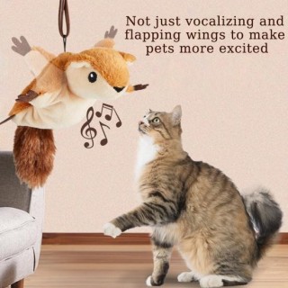 Interaktives Katzenspielzeug mit flatternden Flügeln, wiederaufladbar, elektrisch, Adler/Eichhörnchen/Fledermaus aus Plüsch,