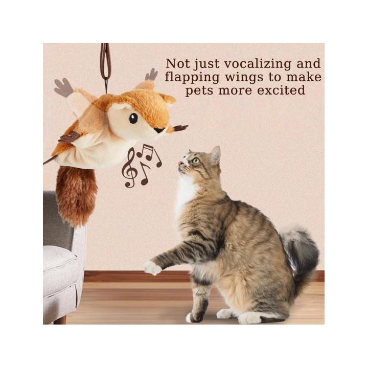 Interaktives Katzenspielzeug mit flatternden Flügeln, wiederaufladbar, elektrisch, Adler/Eichhörnchen/Fledermaus aus Plüsch,