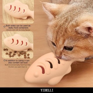 Katzenspielzeug, interaktives Silikon-Fisch-Haustierspielzeug für Kätzchen, Zahnreinigung, auslaufendes Futter, Katzenkauspie