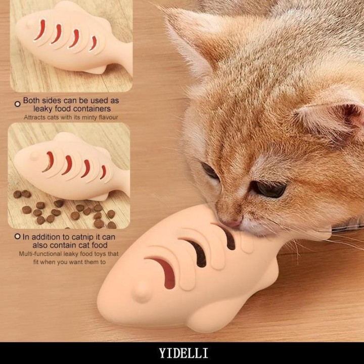 Katzenspielzeug, interaktives Silikon-Fisch-Haustierspielzeug für Kätzchen, Zahnreinigung, auslaufendes Futter, Katzenkauspie