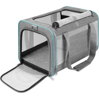 Haustier-Transportbox für große Katzen, weiche Seiten, kleine Hunde-Reisebox, Toplader/zusammenklappbare Tasche, Transportbox