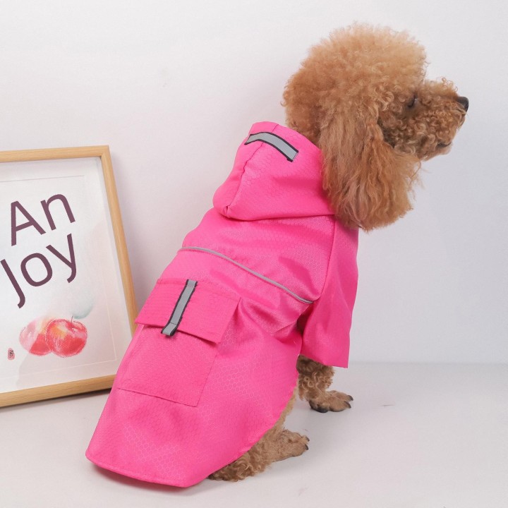 Welpen-Regenmantel mit reflektierenden Streifen und Ösen für Sicherheit bei Nacht – Teddy-Hunderegenmantel S (1-3 lbs)